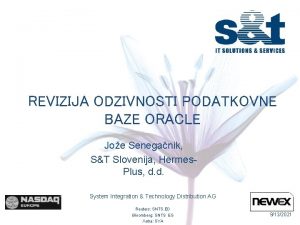 REVIZIJA ODZIVNOSTI PODATKOVNE BAZE ORACLE Joe Seneganik ST