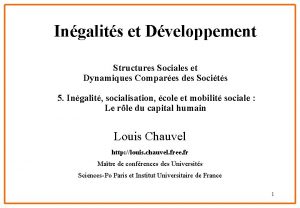 Ingalits et Dveloppement Structures Sociales et Dynamiques Compares