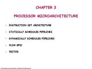 CHAPTER 3 PROCESSOR MICROARCHITECTURE INSTRUCTION SET ARCHITECTURE STATICALLY
