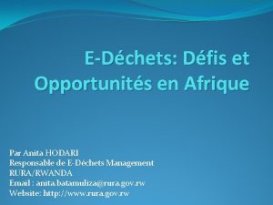 EDchets Dfis et Opportunits en Afrique Par Anita