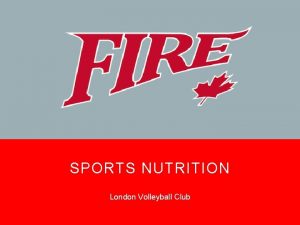 SPORTS NUTRITION London Volleyball Club WHY IS NUTRITION
