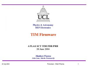 Physics Astronomy HEP Electronics TIM Firmware ATLAS SCT