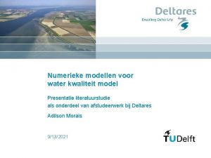 Numerieke modellen voor water kwaliteit model Presentatie literatuurstudie