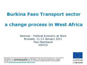 Burkina Faso Transport sector a change process in