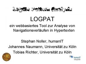 LOGPAT ein webbasiertes Tool zur Analyse von Navigationsverlufen