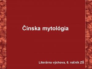 nska mytolgia Literrna vchova 6 ronk Z nsku