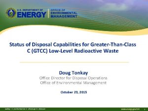 Status of Disposal Capabilities for GreaterThanClass C GTCC