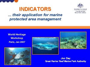 INDICATORS their application for marine protected area management