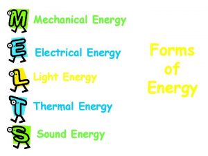 Mechanical Energy Electrical Energy Light Energy Thermal Energy
