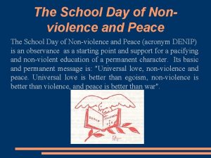 The School Day of Nonviolence and Peace The