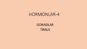 HORMONLAR4 GONADLAR TMUS 1 Gonadlar Kadn ve erkein