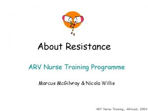 About Resistance ARV Nurse Training Programme Marcus Mc