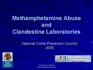 Methamphetamine Abuse and Clandestine Laboratories National Crime Prevention