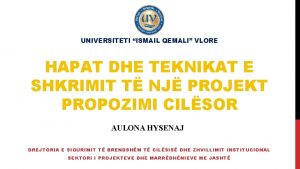 UNIVERSITETI ISMAIL QEMALI VLORE HAPAT DHE TEKNIKAT E