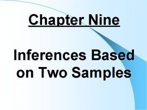 Chapter Nine Inferences Based on Two Samples Hypothesis