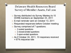 Delaware Health Resources Board Survey of Member Assets