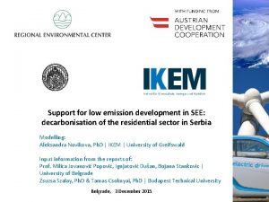 Support for low emission development in SEE decarbonisation