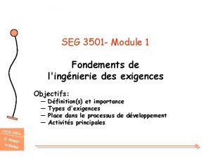 SEG 3501 Module 1 Fondements de lingnierie des