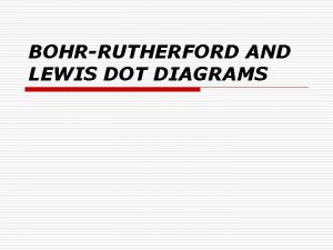 BOHRRUTHERFORD AND LEWIS DOT DIAGRAMS BOHRRUTHERFORD DIAGRAMS A