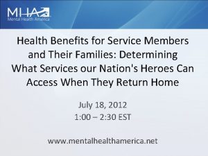 Health Benefits for Service Members and Their Families