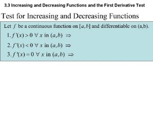 3 3 Increasing and Decreasing Functions and the