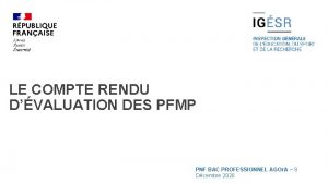 LE COMPTE RENDU DVALUATION DES PFMP PNF BAC