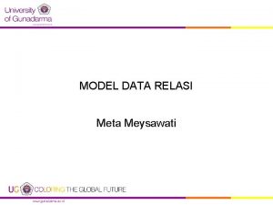 MODEL DATA RELASI Meta Meysawati Model Data Relasi