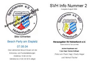 SVH Info Nummer 2 E R IH Ausgabe