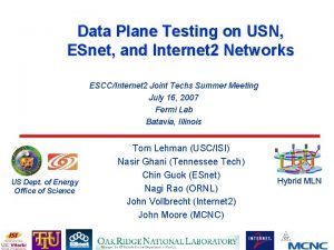 Data Plane Testing on USN ESnet and Internet