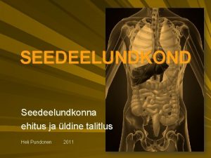 SEEDEELUNDKOND Seedeelundkonna ehitus ja ldine talitlus Heli Pundonen