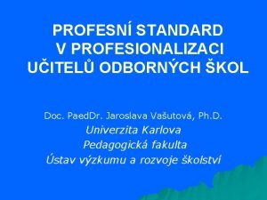 PROFESN STANDARD V PROFESIONALIZACI UITEL ODBORNCH KOL Doc