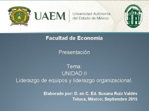 Facultad de Economa Presentacin Tema UNIDAD II Liderazgo