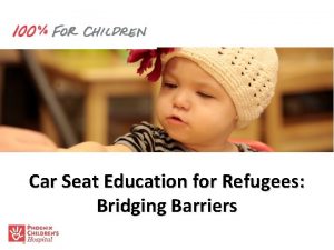 Car Seat Education for Refugees Bridging Barriers Objectives
