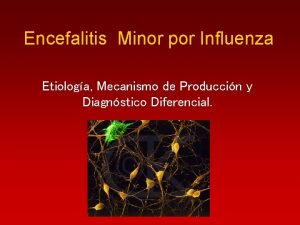 Encefalitis Minor por Influenza Etiologa Mecanismo de Produccin
