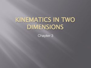 KINEMATICS IN TWO DIMENSIONS Chapter 3 Displacement Velocity