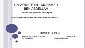 UNIVERSIT SIDI MOHAMED BEN ABDELLAH Facult des sciences