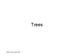 Trees CMSC 202 Version 502 Tree Basics 1