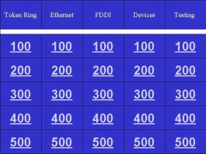 Token Ring Ethernet FDDI Devices Testing 100 100