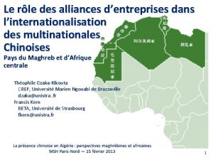 Le rle des alliances dentreprises dans linternationalisation des