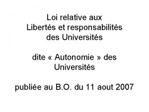 Loi relative aux Liberts et responsabilits des Universits