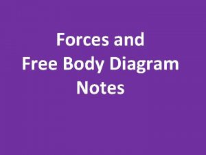 Forces and Free Body Diagram Notes What is