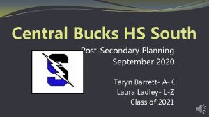 Central Bucks HS South PostSecondary Planning September 2020