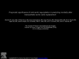 Prognostic significance of mild aortic regurgitation in predicting