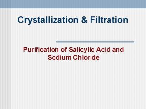 Crystallization Filtration Purification of Salicylic Acid and Sodium