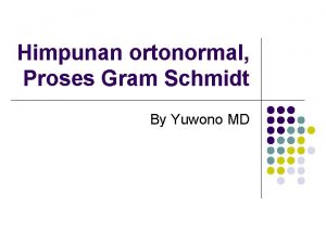Himpunan ortonormal Proses Gram Schmidt By Yuwono MD