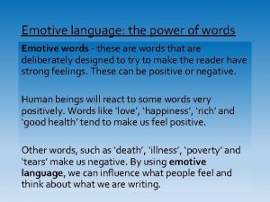 Emotive language the power of words Emotive words