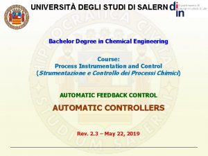 UNIVERSIT DEGLI STUDI DI SALERNO Bachelor Degree in