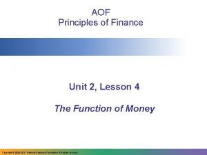 AOF Principles of Finance Unit 2 Lesson 4