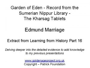 Garden of Eden Record from the Sumerian Nippur