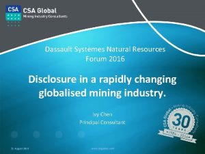 Dassault Systmes Natural Resources Forum 2016 Disclosure in